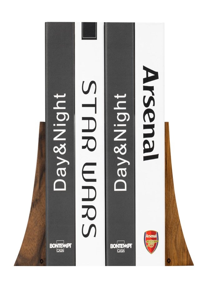 TILISMA Bookends for Heavy Books - Walnut Wood Book Ends for Shelves - Heavy Duty Bookends to Hold Books - Decorative Book Ends for Home Library - Wooden Bookend for Shelf - Bookshelf Accessories - Image 3
